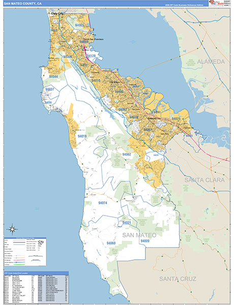 San Mateo County, CA Map Basic Style